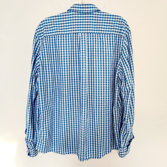 Johnnie O Shirt Mens Large Blue Check Hangin Out Tweener Button Long Sleeves - Picture 4 of 16